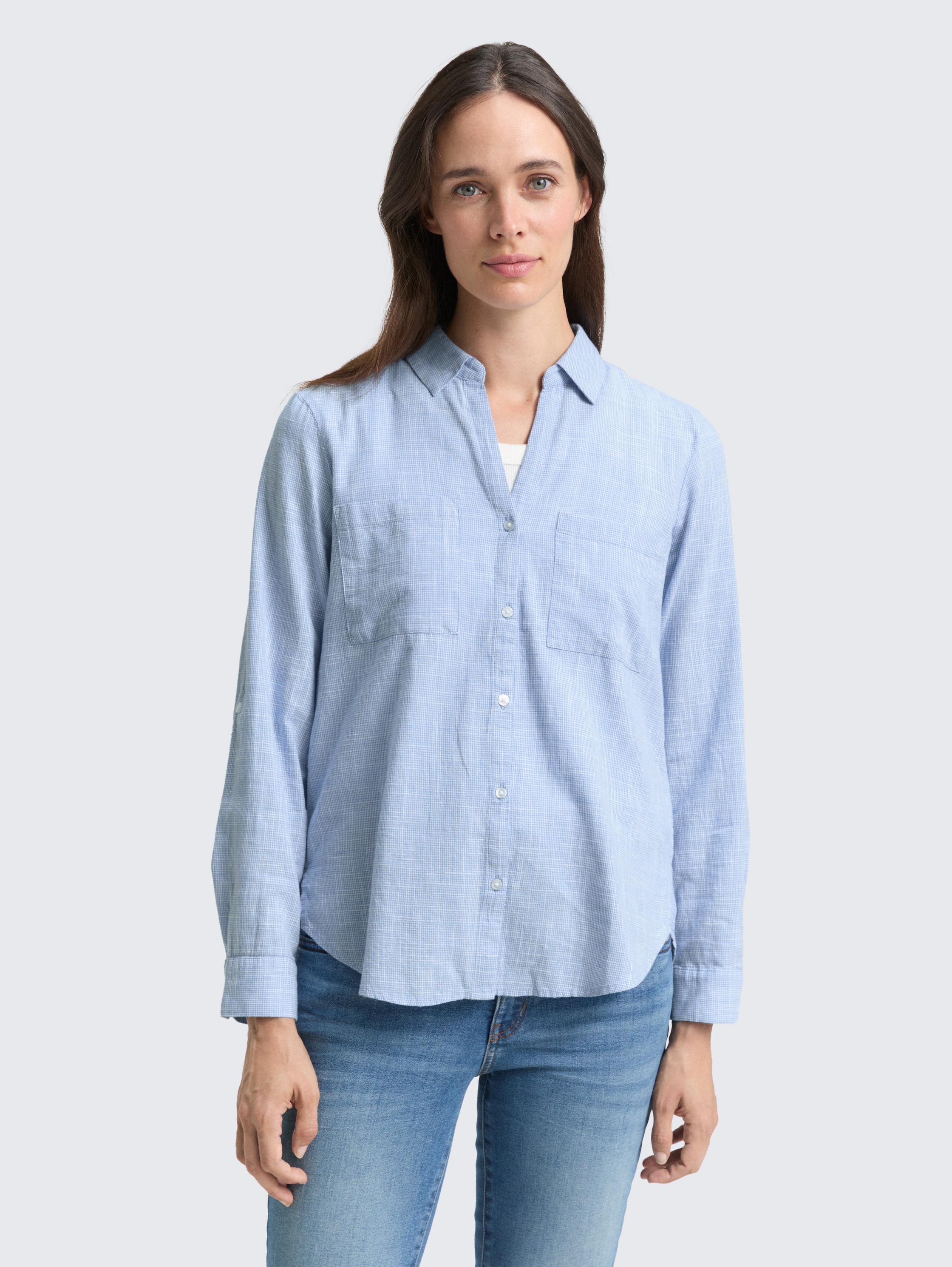 Bluse mit Brusttaschen - dreamy_blue - 